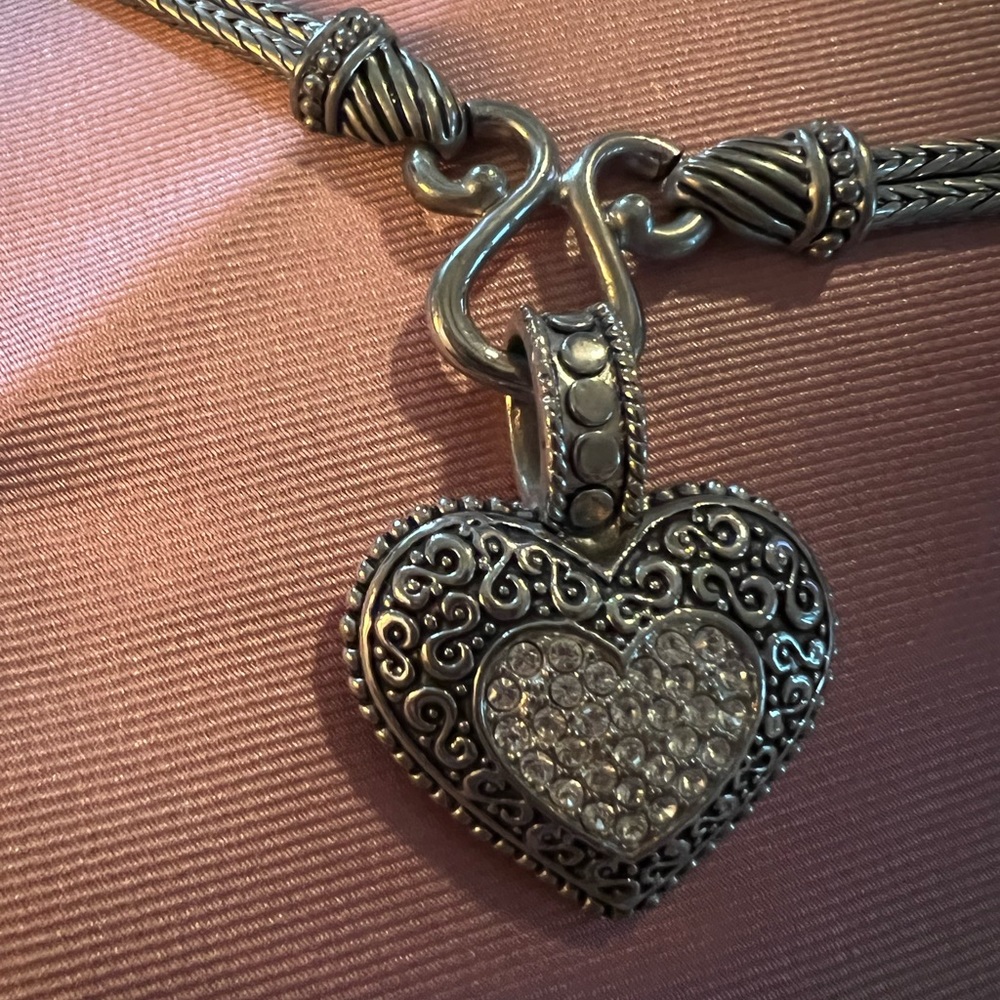 Vintage Lia sophia Austrian Crystal Heart Necklace